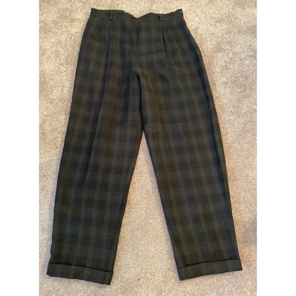 Savannah Womens Plaid Wool Pants Trousers Size 18 Green & Navy - Picture 1 of 10